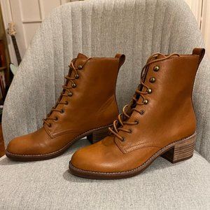Madewell Patti Lace-Up Boots in English Saddle Brown NEW